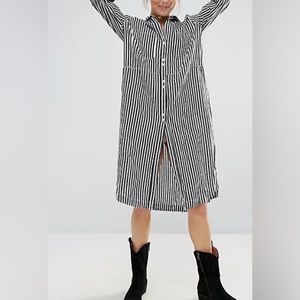 Free People | Faded In The Morning Striped Linen Blend Shirt Dress S🩶🎃